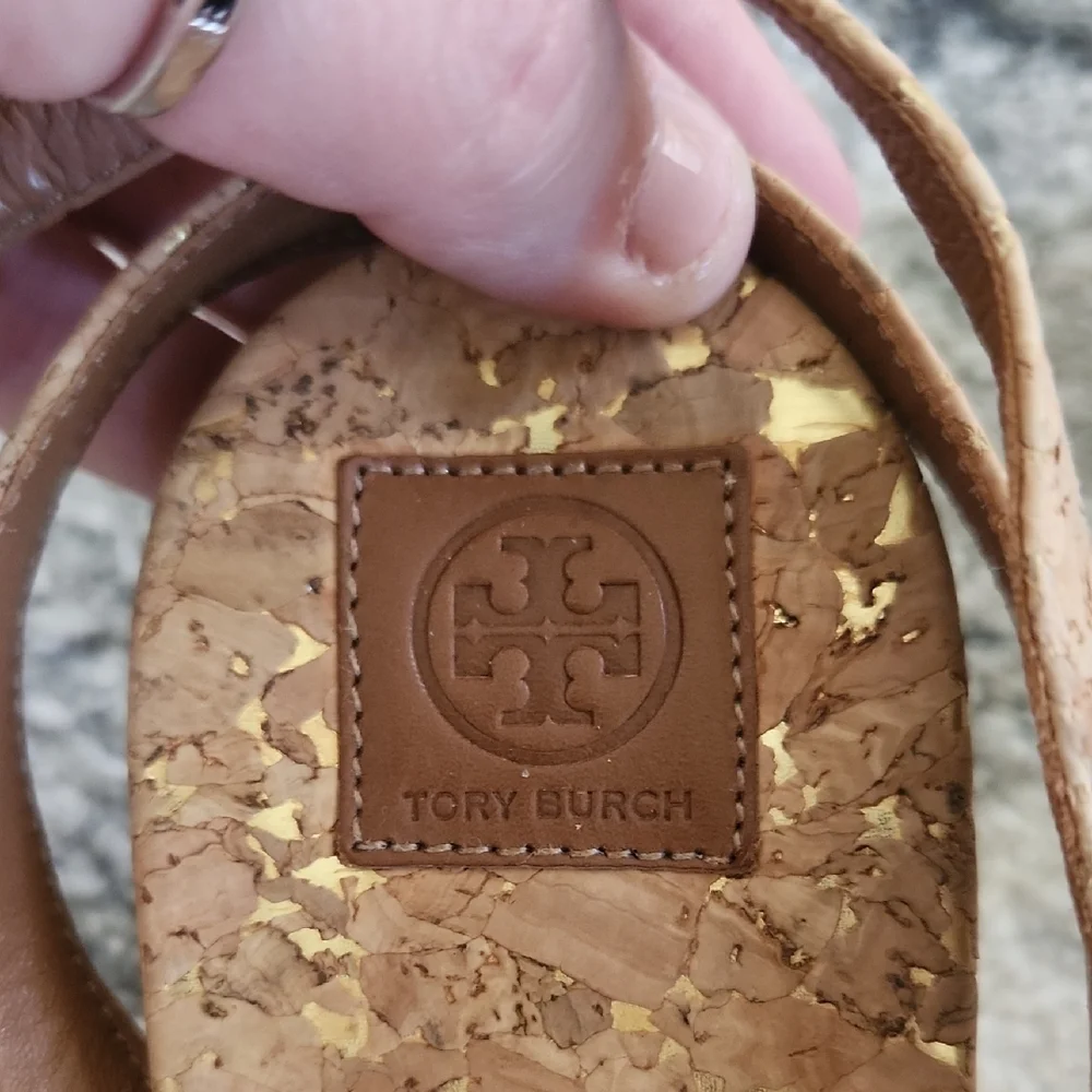 Tory Burch‎ Tan Wedge Sandals with Ankle Wrap Strap Design, Size 10